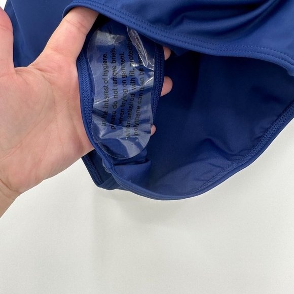 Quince Women's Italian Ruffle Shoulder One-Piece Swimsuit sz 4 S Navy Blue NWT - Picture 5 of 8